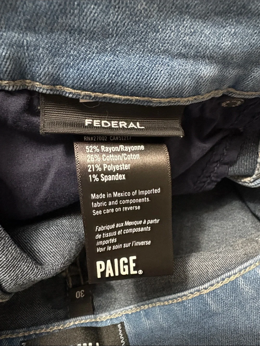 PAIGE Transcend Federal Slim Straight Jean Sefton Men 30 x 33 Stretch Light Wash